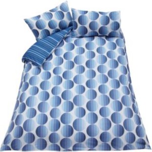 Living Stripy Spots Blue Duvet Cover Set Double With 4 Pillow