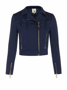 Yumi Cropped Navy Biker Style Jacket Was £75 Now £22 at House of Fraser Gratisfaction UK Flash Bargains