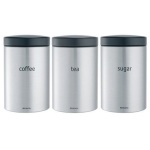 BARGAIN Brabantia Tea, Coffee and Sugar 3 Piece Canister Set – Matt Steel Fingerprint Proof NOW £13.59 At Amazon - Gratisfaction UK