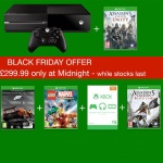 BLACK FRIDAY Xbox One + Assasins Creed Unity, Assasins Creed Black Flag, Forza 5 & Lego Marvel JUST £299 From Midnight At Game - Gratisfaction UK