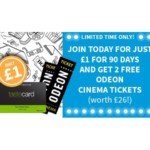 FREE Tastecard For 90 Days + 2 Odeon Cinema Tickets For £1 - Gratisfaction UK