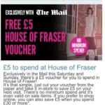 FREE £5 House of Fraser Voucher With Daily Mail - Gratisfaction UK