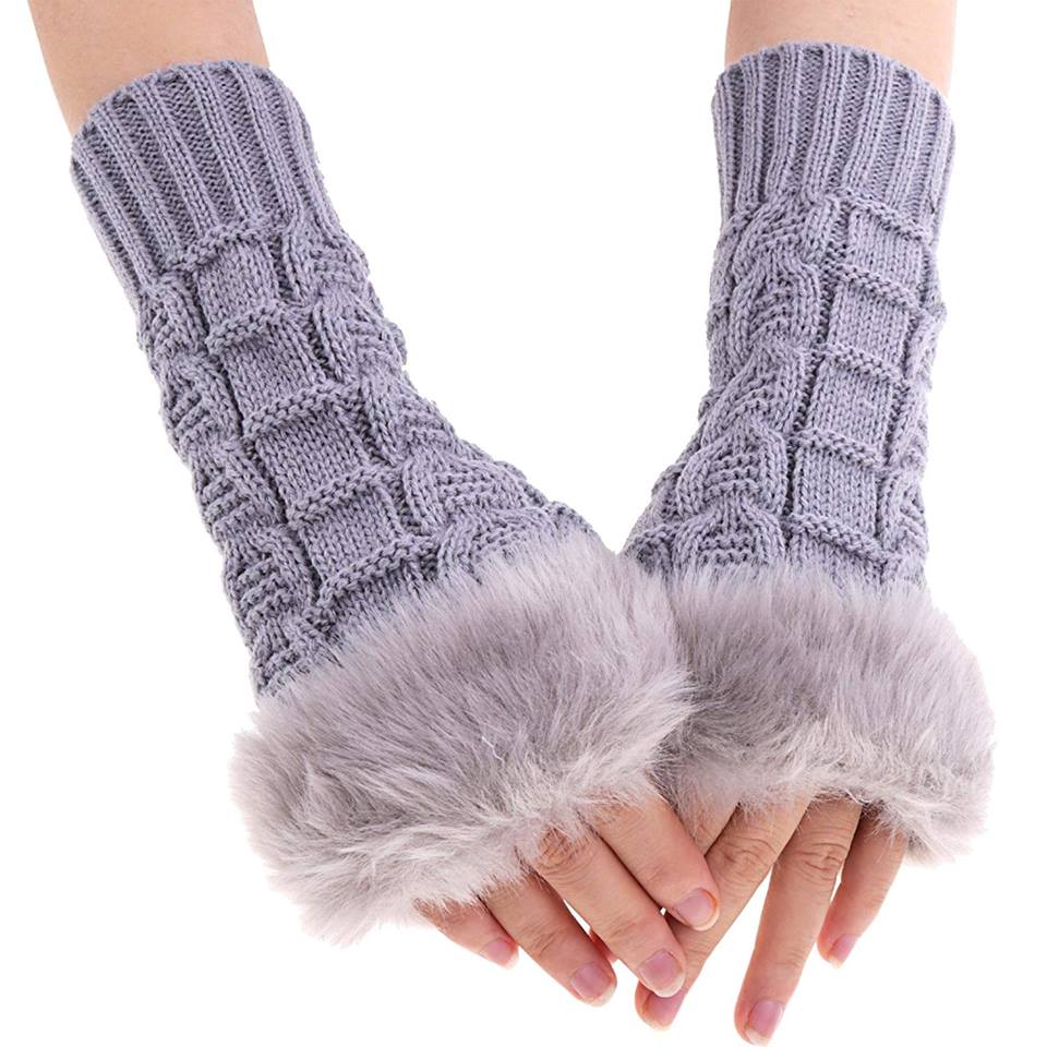 FREE Faux Fur Long Wrist Fingerless Winter Gloves NOW £1.69 at Amazon